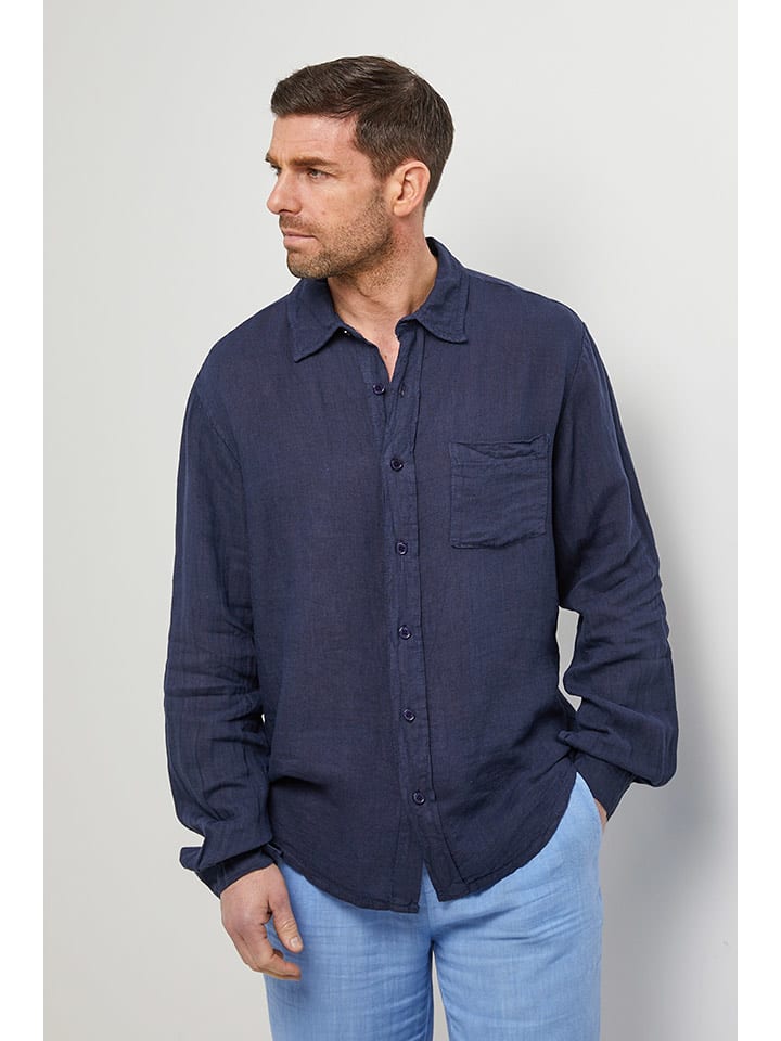 Rodier Lin Lniana koszula w kolorze granatowym rozmiar: XL/XXL