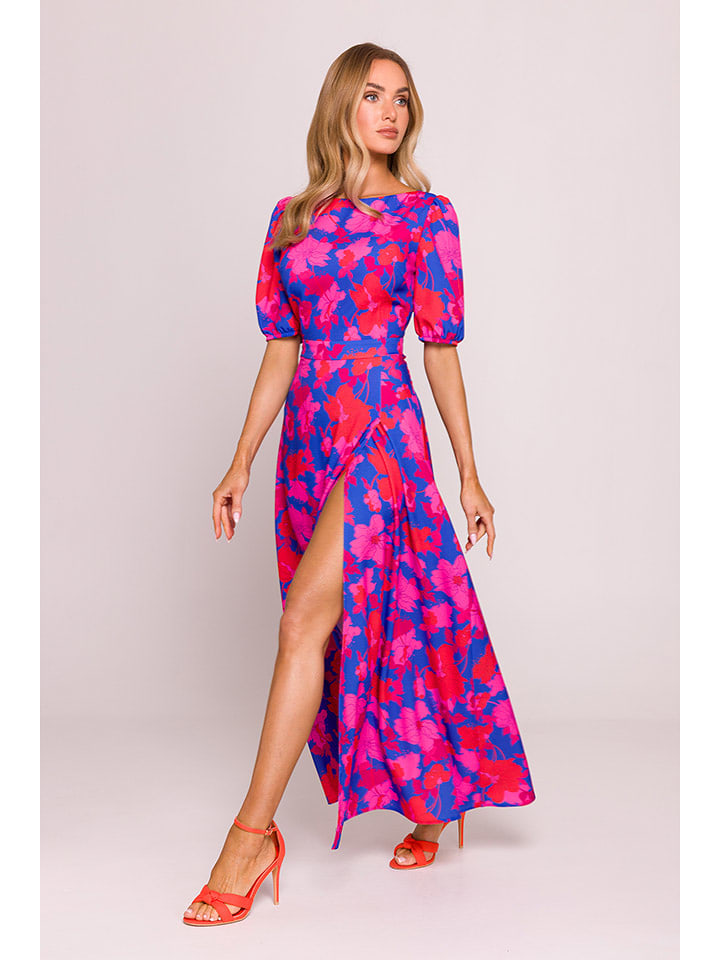 made of emotion Sukienka w kolorze granatowo-różowym rozmiar: L