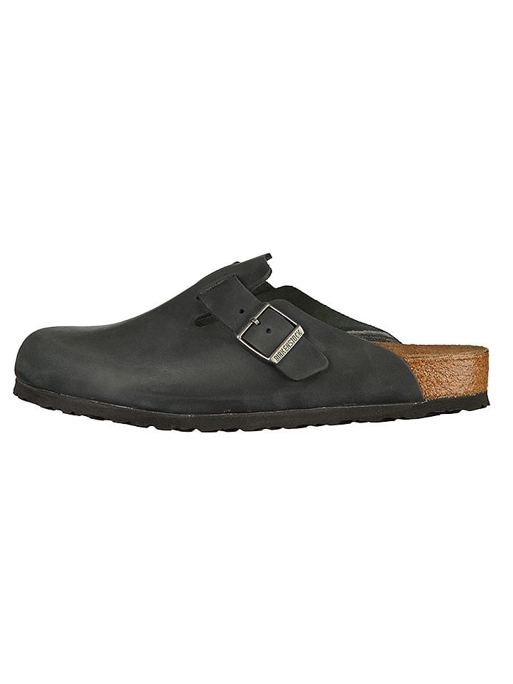 Birkenstock Skórzane chodaki "Boston" w kolorze czarnym rozmiar: 37