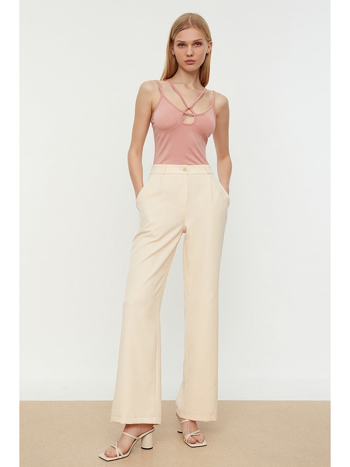 trendyol Spodnie w kolorze beżowym rozmiar: 38