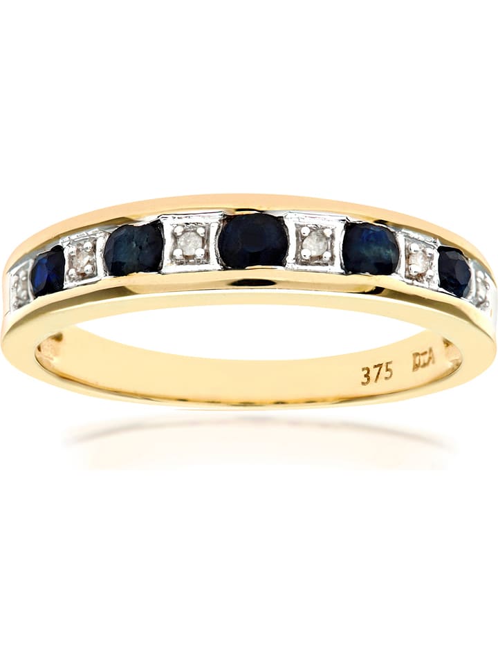 Revoni Złoty pierścionek z diamentami i szafirami rozmiar: 53