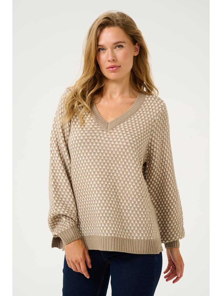 CULTURE Sweter "Cardeen" w kolorze beżowo-kremowym rozmiar: L/XL