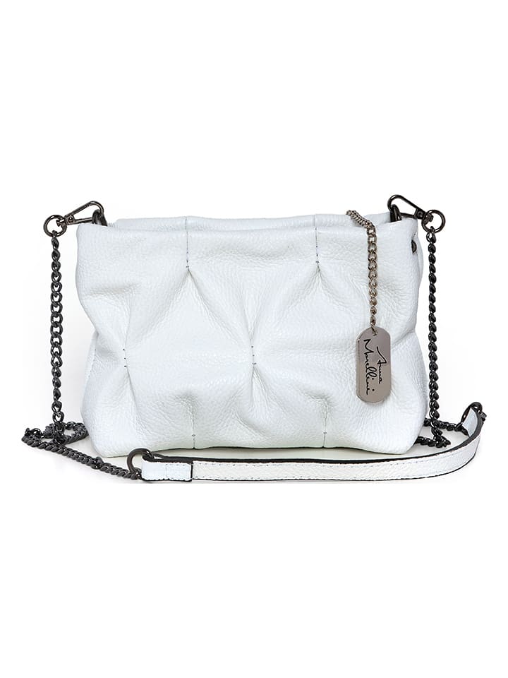 Anna Morellini Skórzana torebka w kolorze białym - 20 x 14 x 9 cm rozmiar: onesize