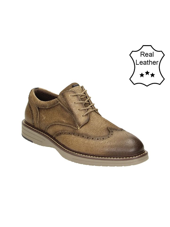 Bullboxer Skórzane trzewiki w kolorze szarobrązowym rozmiar: 42