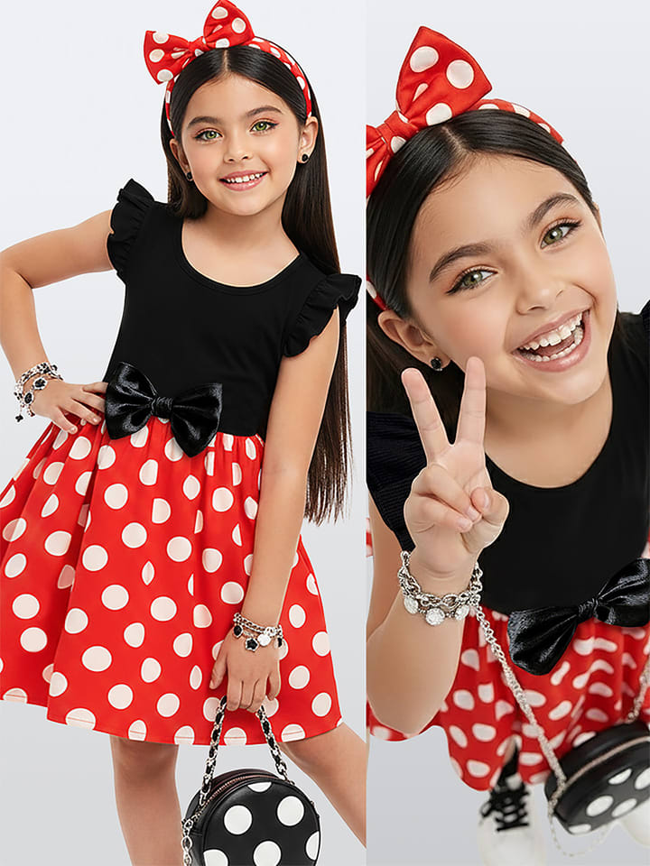 Denokids Sukienka w kolorze czarno-czerwonym rozmiar: 116