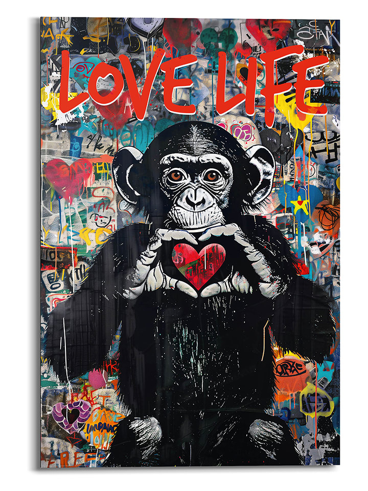 Orangewallz Druk artystyczny "Love Life Monkey" rozmiar: 60x90 cm