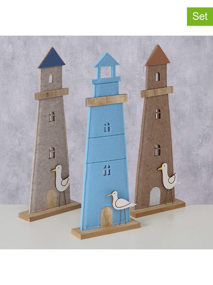 Boltze Dekoracje (3 szt.) "Coasty" w kolorze szaro-jasnobrązowym - wys. 44,4 cm rozmiar: onesize