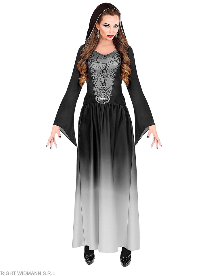 Carnival Party Sukienka kostiumowa "GOTHIC LADY" w kolorze srebrno-czarnym rozmiar: L