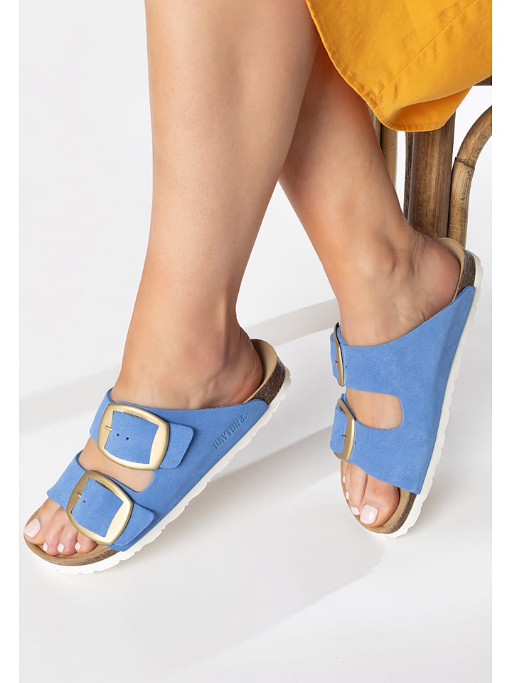 BAYTON Skórzane klapki "Alicante" w kolorze niebieskim rozmiar: 38