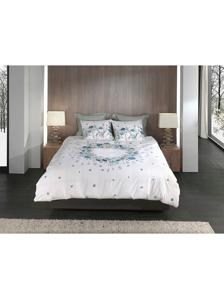 HNL Komplet pościeli "Mikaela" w kolorze biało-niebieskim rozmiar: 155x220 cm