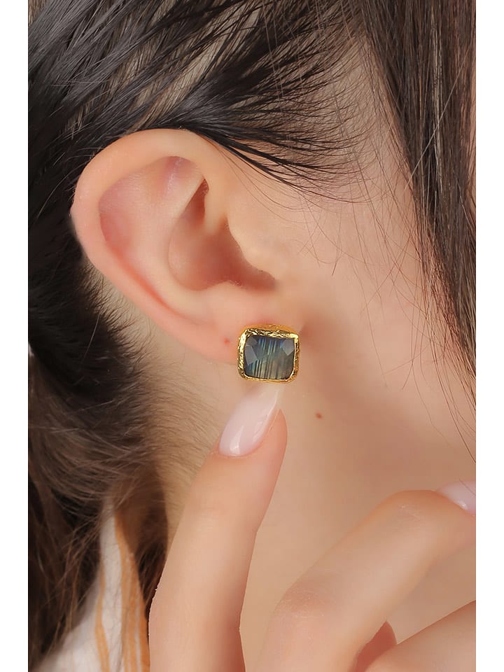 Pierres delicates Pozłacane kolczyki-wkrętki z labradorytami rozmiar: onesize