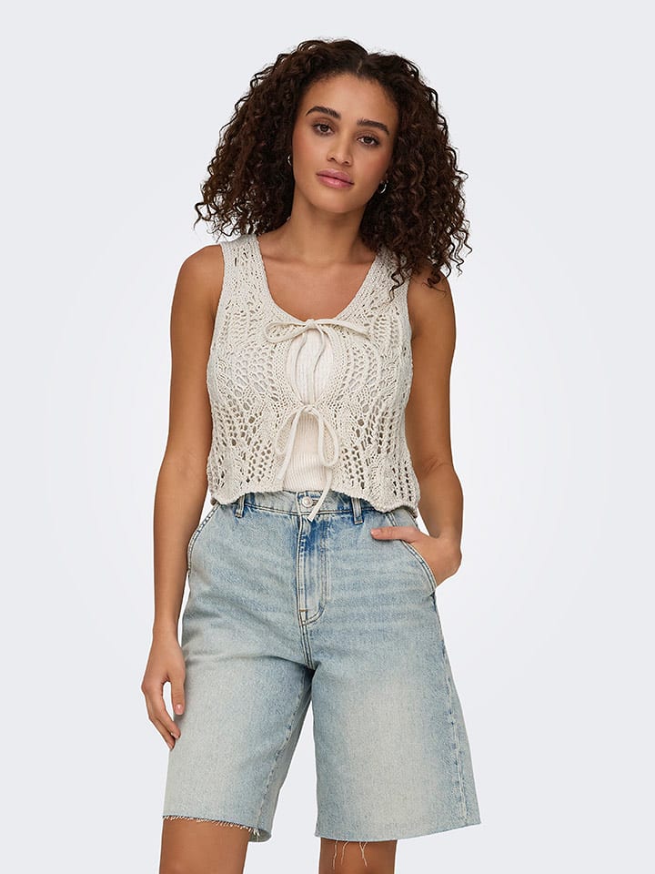 ONLY Kamizelka dzianinowa w kolorze kremowym rozmiar: S