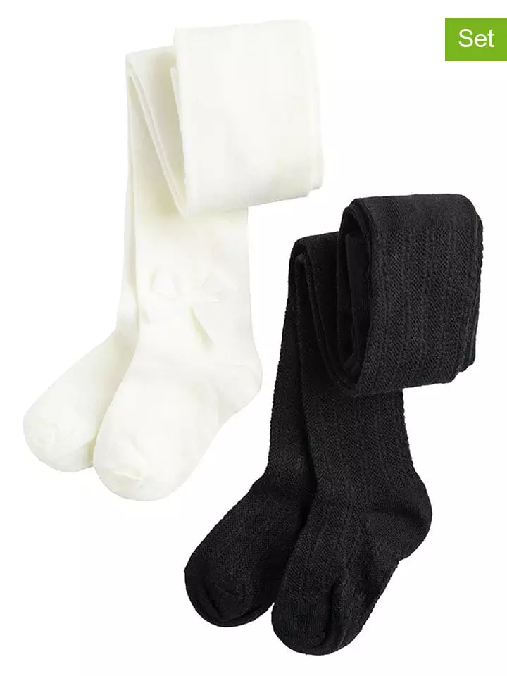 COOL CLUB Rajstopy (2 pary) w kolorze kremowym i czarnym rozmiar: 128/134