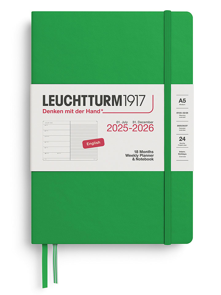 LEUCHTTURM1917 Notatnik w kolorze zielonym z kalendarzem - A5 rozmiar: onesize