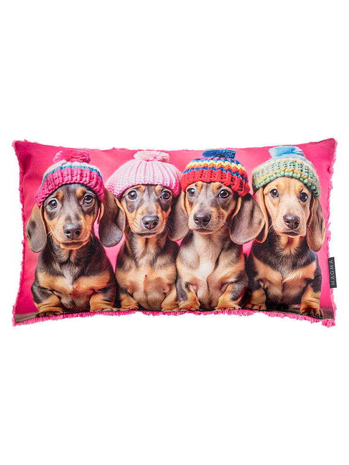 Magma Heimtex Poduszka "Crazy Dachshund" w kolorze różowym - 30 x 50 cm rozmiar: onesize