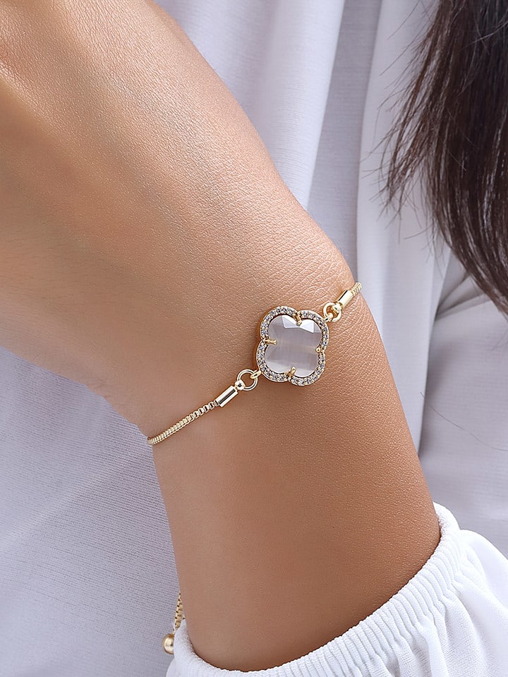 Nakkash Pozłacana bransoletka z cyrkoniami i masą perłową rozmiar: onesize