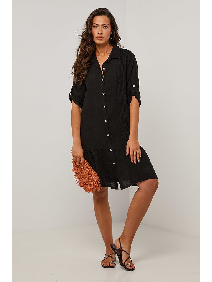 Le Monde du Lin Lniana sukienka w kolorze czarnym rozmiar: 40/42