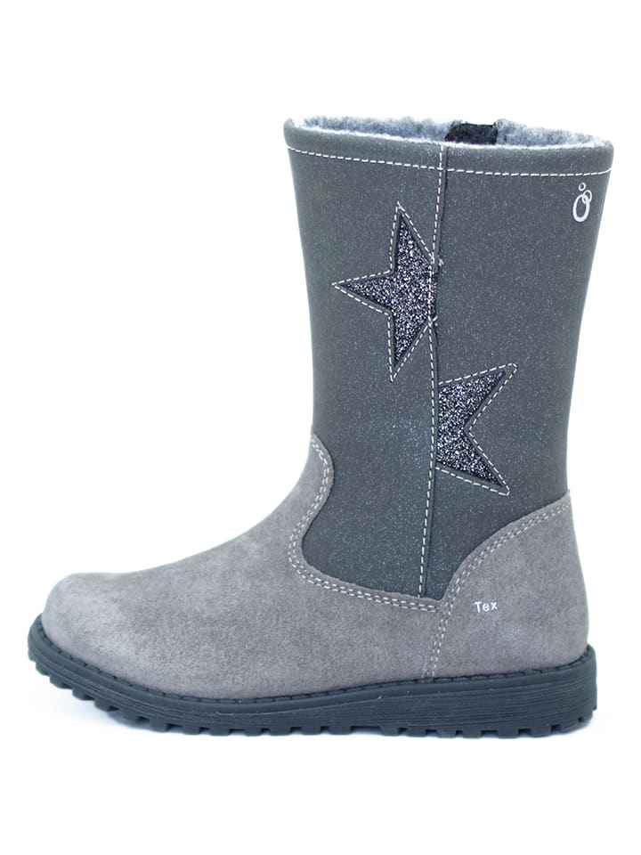 lamino Skórzane kozaki zimowe w kolorze szarym rozmiar: 28