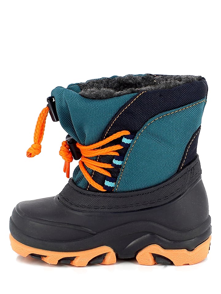 Kimberfeel Kozaki zimowe "Tyfen" w kolorze czarno-turkusowo-pomarańczowym rozmiar: 24/25