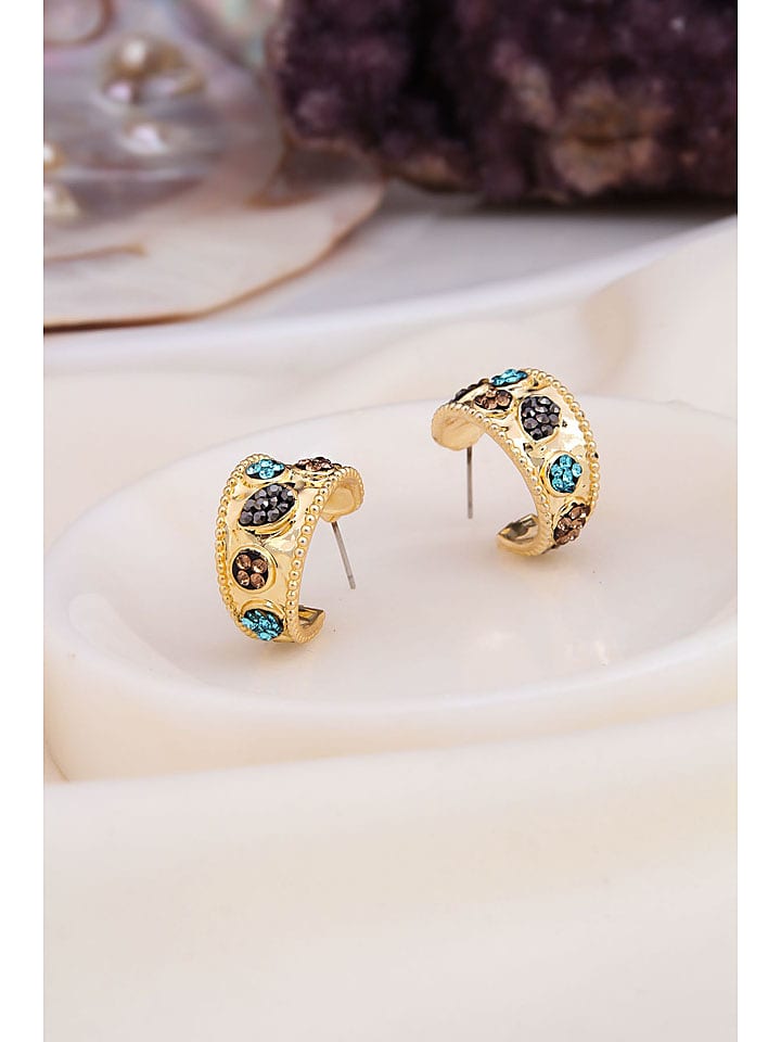 Pierres delicates Pozłacane kolczyki-kreole z hematytami rozmiar: onesize