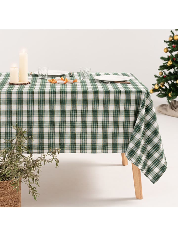 GAMUSI Obrus "Check" w kolorze biało-zielonym rozmiar: 140x100 cm