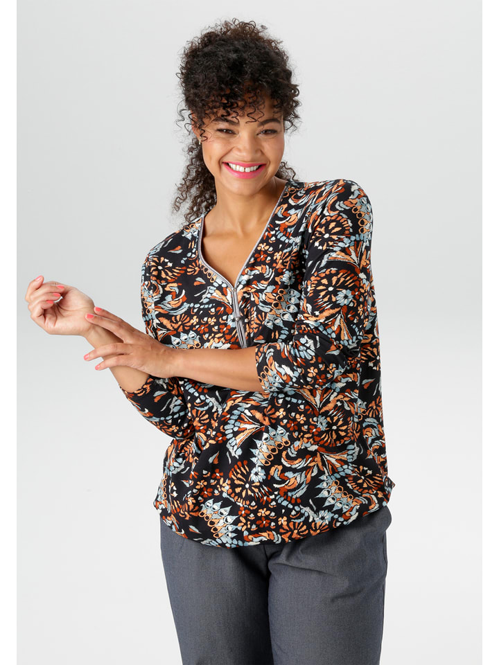 Aniston Koszulka w kolorze czarnym ze wzorem rozmiar: 50