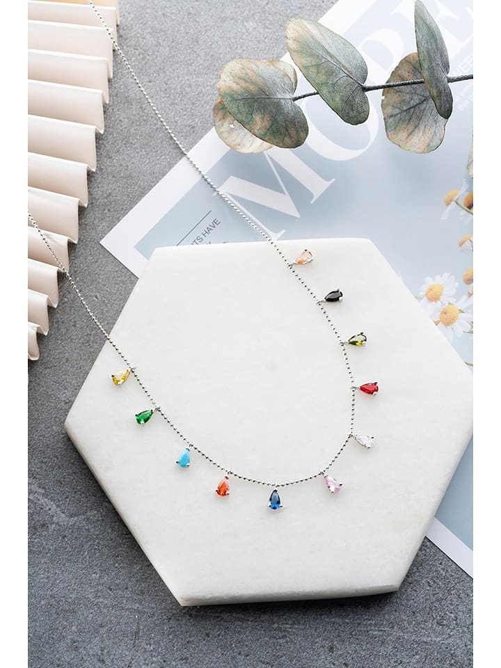 Heliophilia Srebrny naszyjnik z elementami ozdobnymi - dł. 42 cm rozmiar: onesize