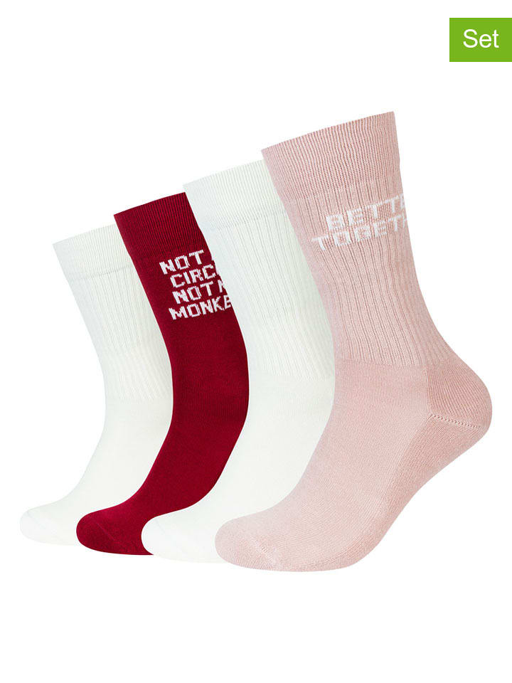 s.Oliver Skarpety (4 pary) w kolorze czerwono-jasnoróżowo-białym rozmiar: 39-42