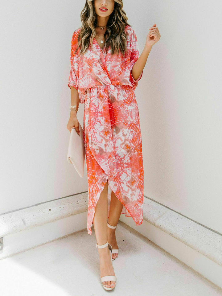 Milan Kiss Sukienka w kolorze koralowo-białym rozmiar: XL