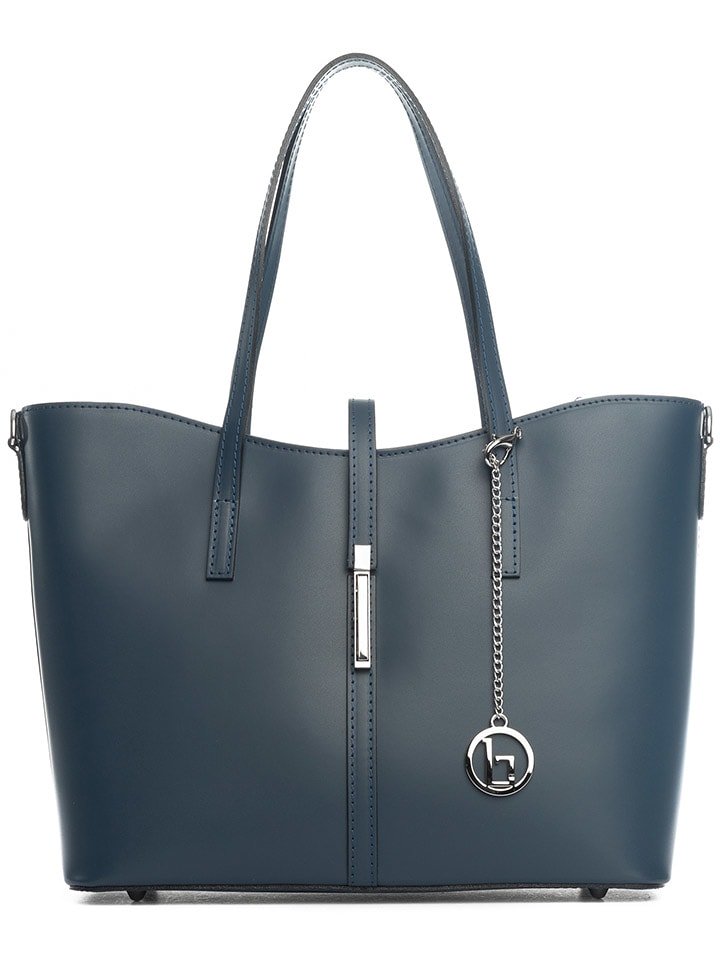 Lia Biassoni Skórzana torebka "Parma" w kolorze granatowym - 40 x 27 x 14 cm rozmiar: onesize