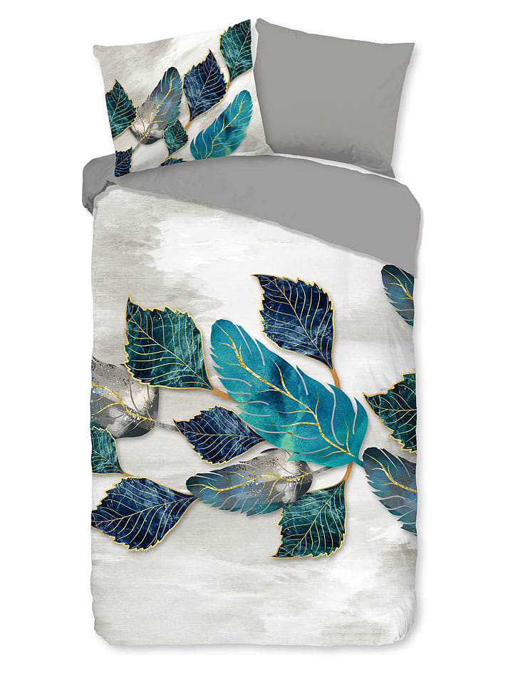 Pure Komplet pościeli "Phuka" w kolorze szaro-niebieskim z mikrofibry rozmiar: 200x220 cm