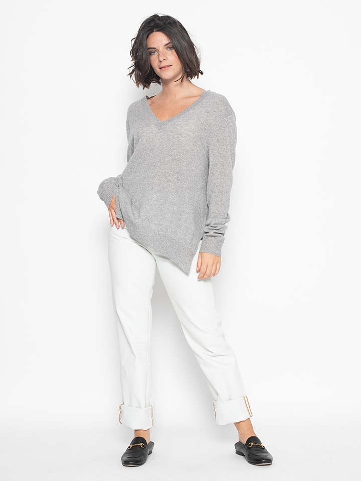 AUTHENTIC CASHMERE Kaszmirowy sweter "Giegn" w kolorze szarym rozmiar: M