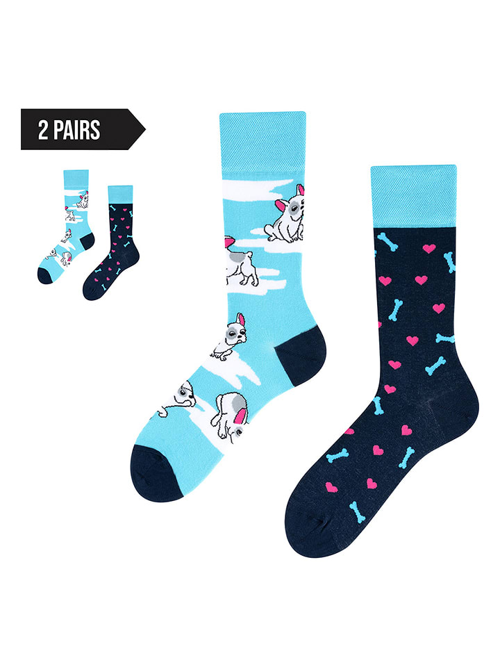 TODO SOCKS Skarpety (2 pary) w kolorze granatowo-błękitnym rozmiar: 39-42