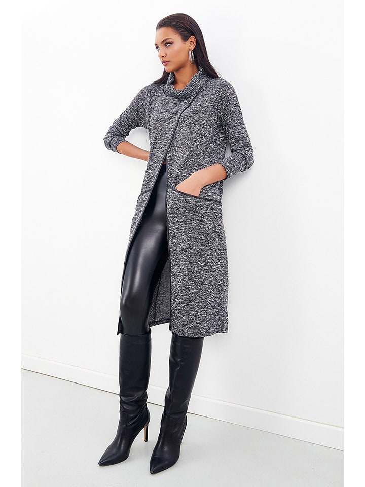 Milan Kiss Kardigan w kolorze szarym ze wzorem rozmiar: M