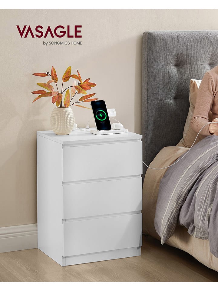 Songmics Szafka nocna w kolorze białym - 40 x 59 x 35 cm rozmiar: onesize