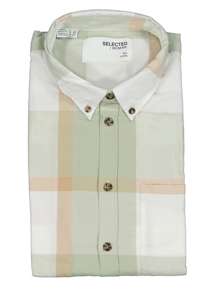 SELECTED HOMME Koszula - Slim fit - w kolorze jasnozielono-białym rozmiar: S