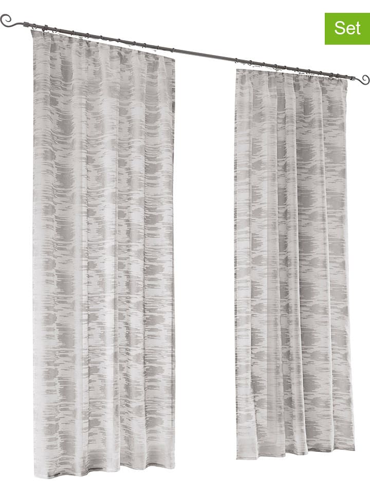heine home Firanki dekoracyjne (2 szt.) w kolorze szarym rozmiar: 225x135 cm
