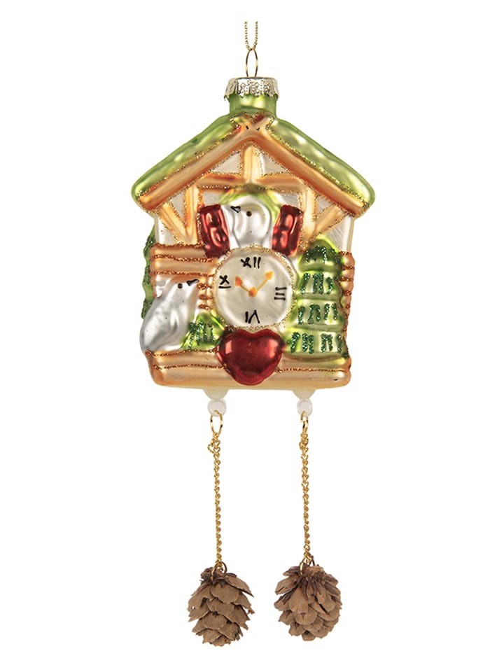 Clayre & Eef Zawieszka świąteczna w kolorze złoto-zielonym - 7 x 10 cm rozmiar: onesize