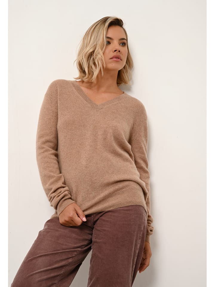 Just Cashmere Kaszmirowy sweter "Nora" w kolorze jasnobrązowym rozmiar: XL