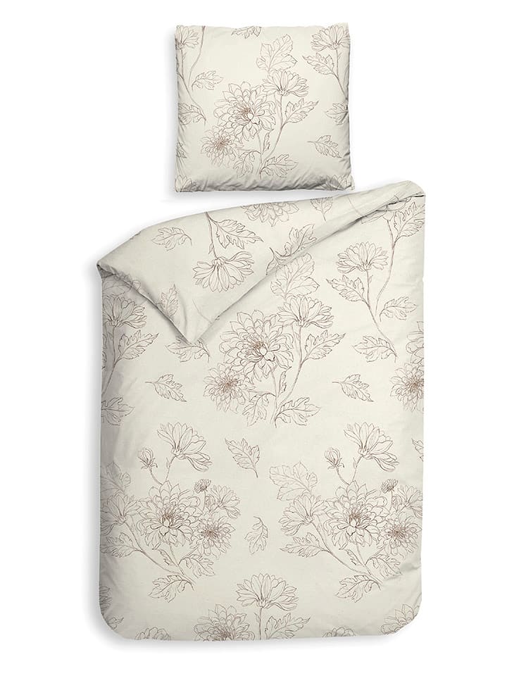 HNL Komplet pościeli flanelowej "Gigi" w kolorze białym rozmiar: 135x200 cm