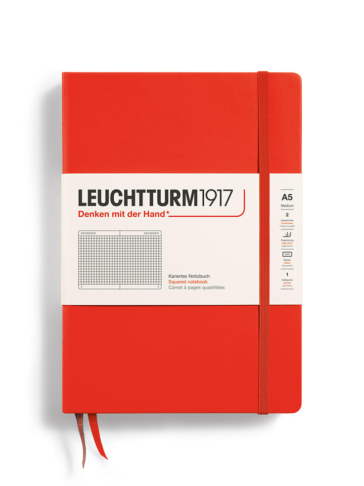 LEUCHTTURM1917 Notatnik w kolorze czerwonym w kratkę - A5 rozmiar: onesize