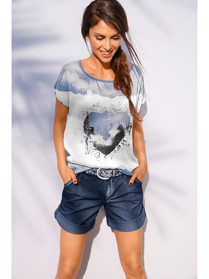 Heine Koszulka w kolorze niebiesko-białym rozmiar: 40