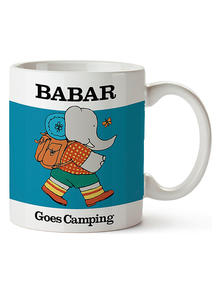 The Wild Hug Kubek "Babar Camping" w kolorze biało-niebieskim - wys. 10 cm rozmiar: onesize