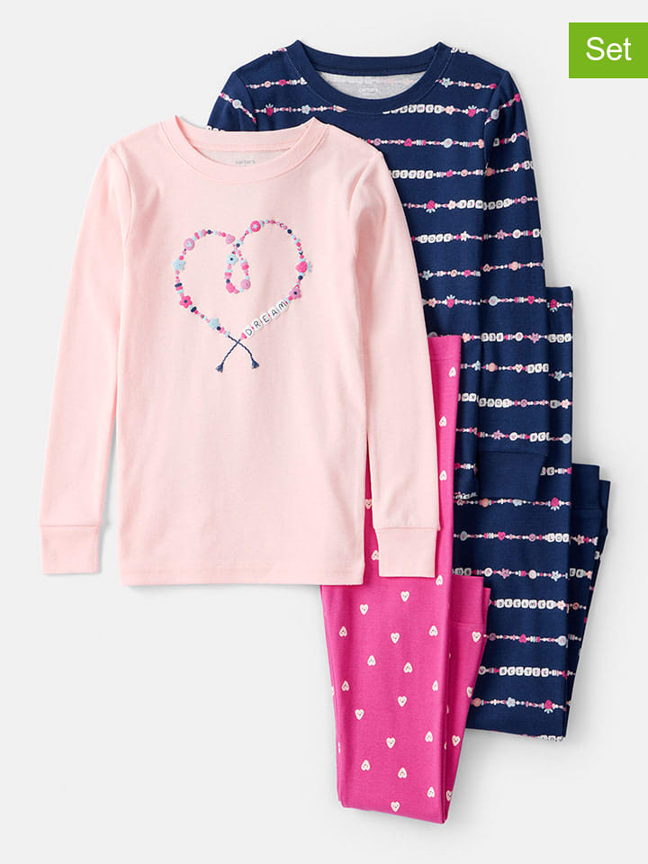 carter's Piżamy (2 szt.) w kolorze jasnoróżowo-różowo-granatowym rozmiar: 122
