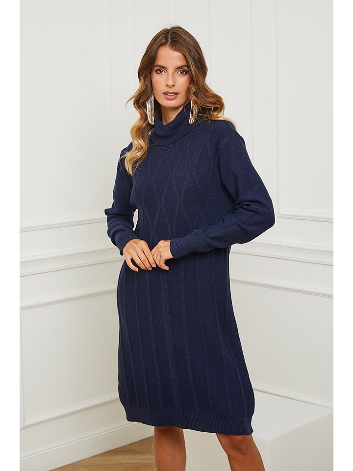 Joséfine Sukienka dzianinowa "Bernie" w kolorze niebieskim rozmiar: M