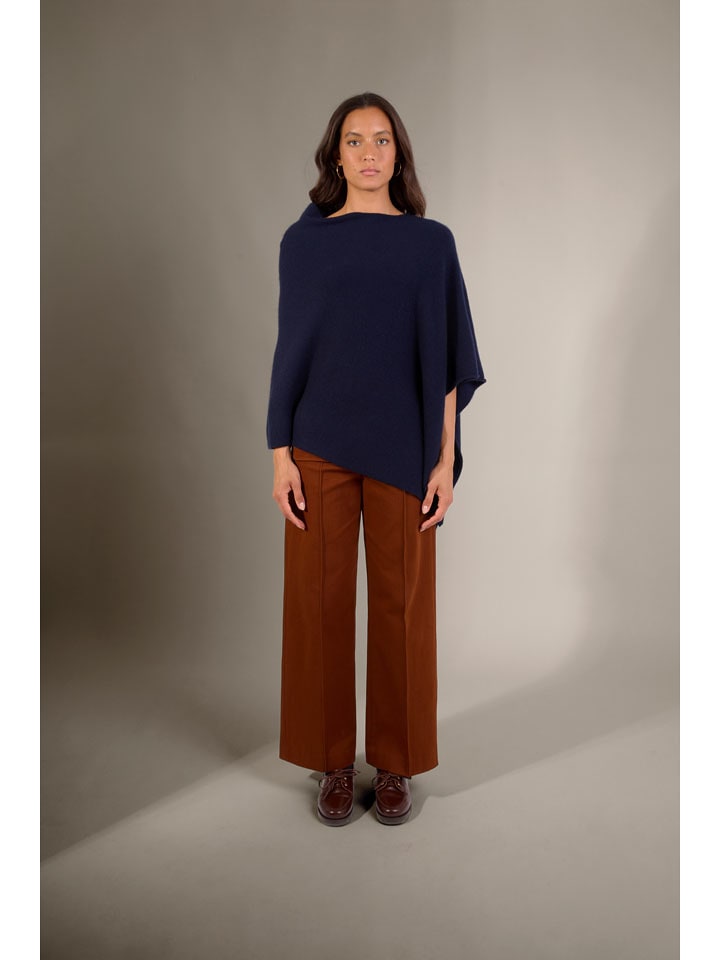 Perfect Cashmere Kaszmirowe ponczo "Georgia" w kolorze granatowym rozmiar: S