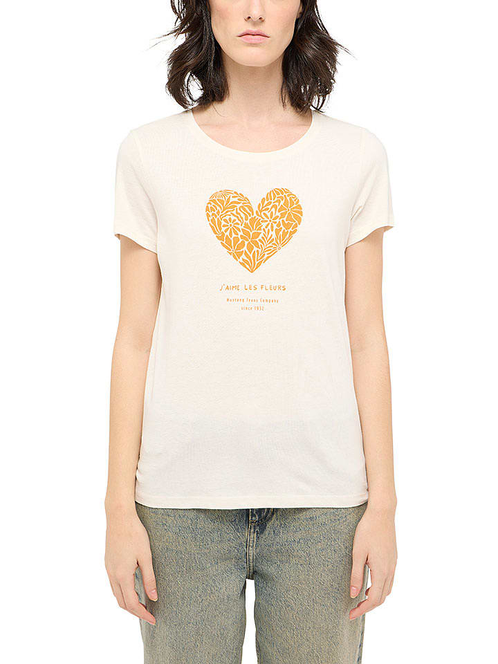 Mustang Koszulka w kolorze kremowym rozmiar: XS