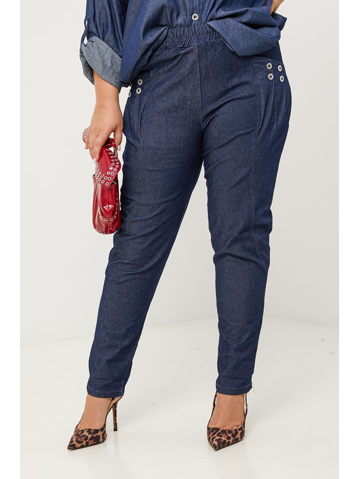 Curvy Lady Spodnie w kolorze granatowym rozmiar: 44/46