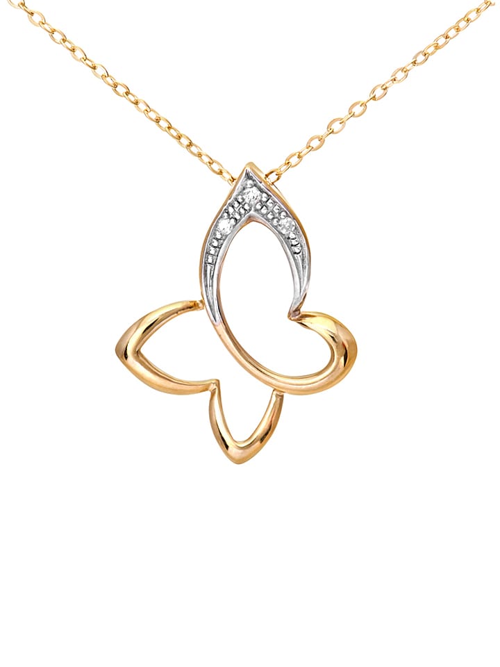 Revoni Złoty naszyjnik z diamentową zawieszką - dł. 45 cm rozmiar: onesize