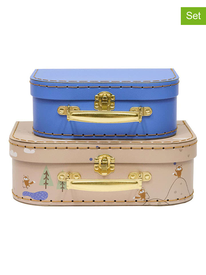 OYOY mini Kuferki (2 szt.) w kolorze niebieskim i beżowym rozmiar: onesize